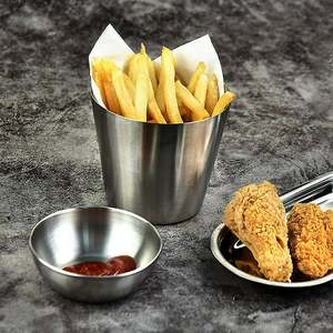 Portavasos de acero inoxidable para aperitivos, portavasos para Freír con taza de salsa para servir patatas fritas, anillos de cebolla, verduras - Product Image 1