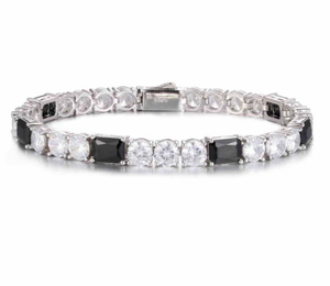 Bracelet Tennis en Argent Sterling 925 avec Moissanite Blanche et Noir, Bracelet de Luxe avec Diamant - Product Image 1