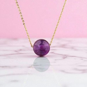 Collier à breloques boule de pierres précieuses rondes-Vente en gros de bijoux de collier de mode-Pendentif unique avec chaîne de 18 pouces - Product Image 2