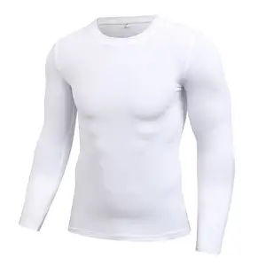 Premium kalite özel erkek spor üstleri T-Shirt hızlı kuru altında baz katman sıkıştırma spor uzun kollu atletik gömlek