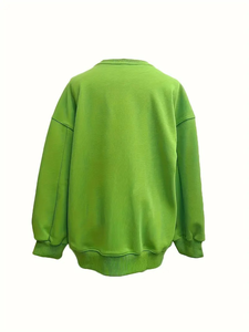 Sweatshirts surdimensionnés élégants pour femmes en vert vif-doux, confortables et polyvalents pour un usage quotidien - Product Image 2