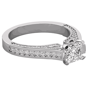 Anillo Solitario con Diamante Corte Princesa Engastado en Puntas - Product Image 4