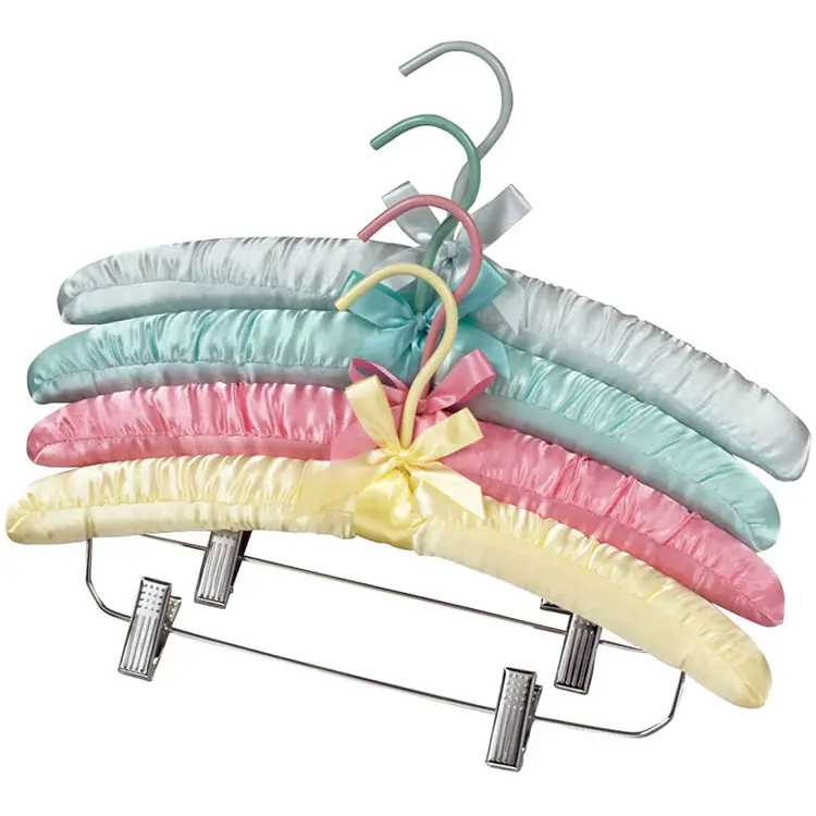 Cintres en tissu souple pour enfants, cintre en Satin rembourré avec Clips