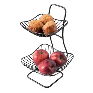 Classic 2 Tier Fruit & Vegetable Bowl <b>Basket</b> for Kitchen & Houseware Customized Shape Black Color <b>Metal</b> Container <b>Storage</b> <b>Basket</b> - Product Image 4