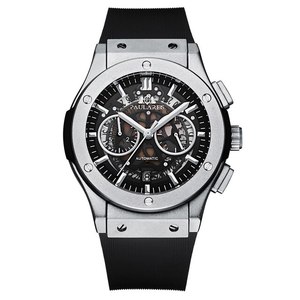 Đồng hồ thạch anh thời trang Paulareis Men Chronograph Skeleton kiểu dáng lộ máy sang trọng mạ vàng hồng bạc đen titan dây cao su - Product Image 1