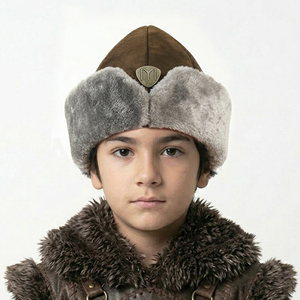 Shark Anatolia Handmade Leather Bork Nubuck Wool Dark Brown Gray Winter Outdoor Breathable Hat Age 10-13 - Product Image 1