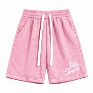 Shorts en maille bleu marine unisexe écologiques IOTA SPORTS, doublure, vente en gros, taille élastique personnalisée, 100% polyester - Product Image 6