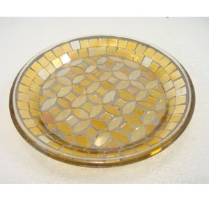 Mosaïque Fini Verre Cône Plaque Forme Ronde Cône Bougeoir Plaque Pour La Maison Table À Manger Partie Table Décorative Utilisation Supérieure - Product Image 1