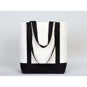 กระเป๋าผ้าแคนวาสสีพื้นขนาดใหญ่ พร้อมหูหิ้วสีดำ 16W X 14H X 5L 12 ออนซ์  แบบสั่งทำพิเศษ - Product Image 4