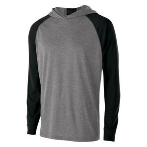Camiseta Deportiva con Capucha para Hombre, Transpirable, Ajustada, Color Negro/Heather - Product Image 1