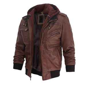 Chaquetas de cuero genuino para motocicleta para hombre personalizadas Chaquetas de cuero de diseño personalizado de gran tamaño para hombre de piel de oveja negra de talla grande - Product Image 2