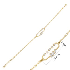 Rectangle Design Baguette <b>Charm</b> Bracelet Turkish Wholesale Handmade 925 Sterling Silver Jewelry - Product Image 4