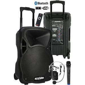 Lastvoice LS-P1915EH 15-Inch 1200W Portable PA Sound System with <b>Wireless</b> Headset <b>Microphone</b> 5000-8000mAh Battery Remote Control - Product Image 3
