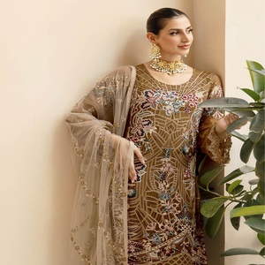 Colección de gasa de lujo bordado pesado Ramsha Vol venta completa vestido de novia paquistaní Lehnga Choli Salwar Kameez - Product Image 6