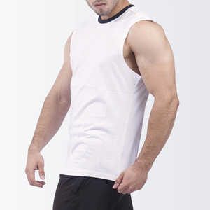 Camiseta sin mangas de algodón 100% para hombre, diseño de punto transpirable, estampado de alto sólido, deportes informales para correr, entrenamientos de gimnasio - Product Image 3