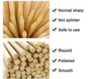Bâtonnets de brochettes en bambou |   Brochettes en bambou naturel pour barbecue et aliments - Product Image 4