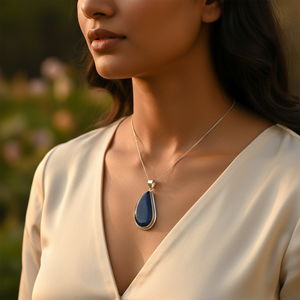 Colgante de Oro Rosa Hecho a Mano con Piedra Azul para Uso Diario o Regalo para Mujer - Product Image 2