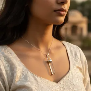 Collier pendentif en cristal de quartz clair pour femmes, bijoux de guérison - Product Image 3