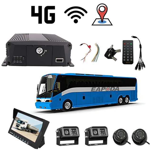 High Quality 2.65 4CH NVR 1080P Dual Sd MDVR With 4G GPS WiFi Dash Cam CMSV6 Truck Recorder Dvr School Bus Security System