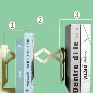 Estantería Moderna Ajustable Dino, Organizador de Libros de Metal y Madera de Bambú, Tipo Vertical para Oficina o Sala de Estar - Product Image 4