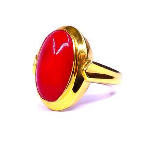 Elegante estilo Vintage anillo Unisex moda plata esterlina 925 chapado en oro Coral piedra preciosa clásico uso diario mujeres Gemvanity - Product Image 3