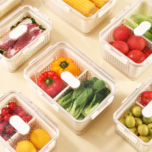 WANUO Food-Grade Plastic Food Storage <strong>Container</strong> <strong>Refrigerator</strong> Food Storage <strong>Container</strong> with Drainage Basket - Product Image 4