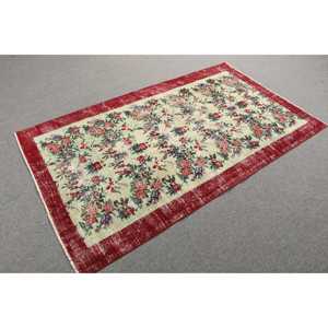 Tapis vintage 3,8x6,6 pieds, tapis turc, tapis patchwork rouge - Product Image 4