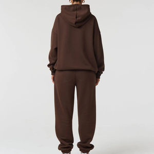 Ensemble de survêtement unisexe en coton tricoté respirant à capuche, deux pièces, couleur unie, pour l'hiver - Product Image 6
