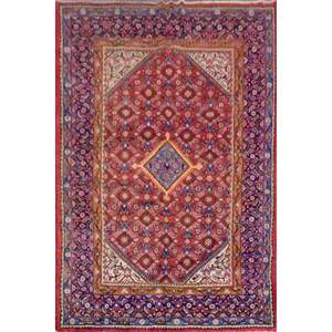 Mahal Semi Antique Hand Knotted Persian Tabriz Rugs Red, 10'4 X 6'9, Panr02935 (Red : 10620) - Product Image 1