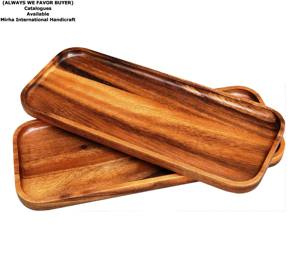 Juego de cuencos para servir de madera con estampado floral de esmalte verde de 2 piezas hecho en India cargador de patrón redondo para uso doméstico - Product Image 4