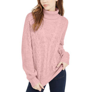 Maglione a Collo Alto in Maglia Intrecciata Rosa con Ricamo Jacquard per Bambini Crave Fame Junior, Adatto per Autunno Inverno Primavera - Product Image 1