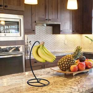 Elegante Black Iron Metal <span class=keywords><strong>Banana</strong></span> Holder Stand Multifuncional Aço Fruit <span class=keywords><strong>Rack</strong></span> Armazenamento ODM Design para Cozinha Sala de estar - Product Image 4