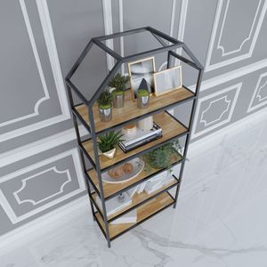 Metal Slat <b>Bookshelf</b> for Living Room Decor (80x34x180cm) - Product Image 2