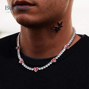 Hot Sale 925 Silver 14K White <b>Gold</b> Plated 5mm Moissanite Diamond Tennis Chain Men's Broken <b>Heart</b> Tennis Moissanite <b>Necklaces</b> - Product Image 1