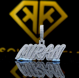 Lettre personnalisée Hip Hop pendentif, personnalisé votre lettre, hommes Hip Hop numéro pendentif, Moissanite pendentif, glace sur Hip Hop bijoux - Product Image 1