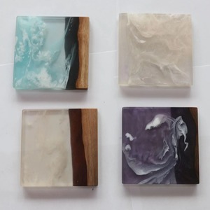 ที่รองแก้วไม้เรซิ่นหรูหราไม่เหมือนใครแผ่นรองแก้วชายหาดสำหรับงานแต่งงานชุดของขวัญส่วนบุคคลแผ่นรองเครื่องดื่มสไตล์คลาสสิกที่แกะสลัก - Product Image 2