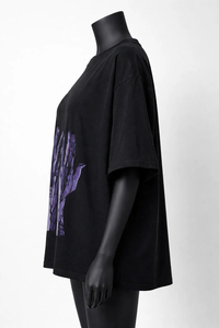 Women's Black <b>Gothic</b> <b>T</b>-<b>Shirt</b> Short Sleeve Crew Neck Purple Hands Print Loose Fit Jersey Cotton All Seasons Regular Style - Product Image 4