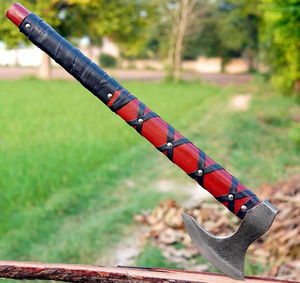 Hache de camping de survie Viking à motif damas fait à la main avec hache en cuir à lame tranchante avec hachette - Product Image 5