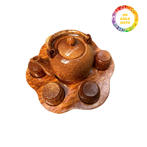 Tetera de madera de coco natural hecha a mano duradera ecológica para ceremonias del té vajilla desechable de inspiración tropical para - Product Image 2