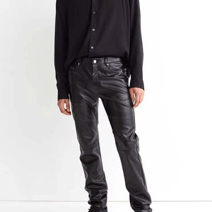 กางเกงหนังผู้ชาย คุณภาพสูง กางเกงหนังผู้ชายสีพื้น ขายส่ง รับสั่งทำโลโก้ของคุณเอง กางเกงหนังผู้ชาย - Product Image 5