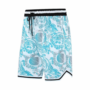 Pantalones cortos cómodos para hombre, pantalones cortos estampados de poliéster Laker para hombre, camiseta de baloncesto, malla corta, tarifa al por mayor, precio barato, servicio OEM - Product Image 2