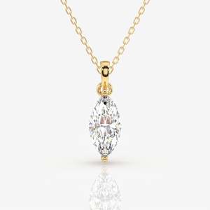 Pendentif solitaire en moissanite taille marquise, élégant collier en argent sterling avec un charme éblouissant - Product Image 1