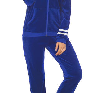 Vêtements de sport pour femmes avec logo personnalisé Ensemble de jogging bleu Nouveau design Pantalon de survêtement long et sweat à capuche décontracté pour l'hiver Logo personnalisable - Product Image 6
