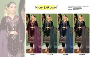 Costumes Salwar en velours de qualité supérieure pour femme avec broderie lourde et design classique, idéaux pour les fonctions familiales et les soirées. - Product Image 5