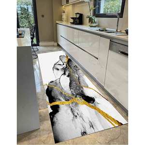 <b>Black</b> Marble Printed <b>Rug</b>: Luxury Alcohol Ink 3D Design for Dining Room,Nonwoven Thin <b>Rug</b> - Product Image 3