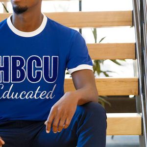 HBCU éduqué Sigma bleu blanc Chenille brodé t-shirt coton de qualité supérieure hommes t-shirt personnalisé collège Style vêtements usine - Product Image 4