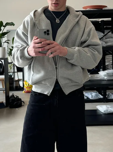 Ensemble de survêtement de jogging pour homme, qualité supérieure, avec sweat à capuche zippé et pantalon évasé, personnalisable, uni - Product Image 3