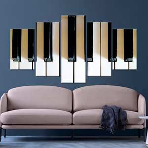 Toile imprimée : Art musical noir et blanc - Design élégant avec touches de piano, toile enveloppée 5Pmix - Product Image 1