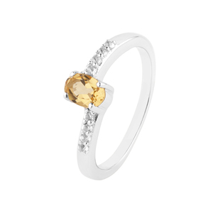 Shah Gems Women's <b>925</b> Sterling <b>Silver</b> Statement <b>Ring</b> Natural Citrine and White Topaz Oval Cut Garnet Everyday Wear - Product Image 1
