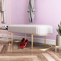 Tabouret ottoman en velours Design classique luxueux haut de gamme banc long pieds en métal pour chambre canapé-lit Style moderne le plus demandé